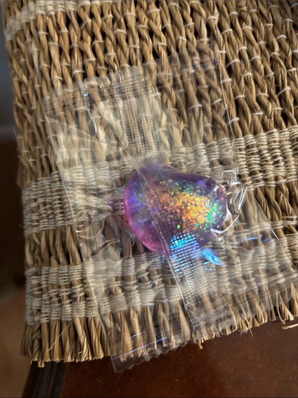 Purple Glitter Squish Toy Heart Shaped